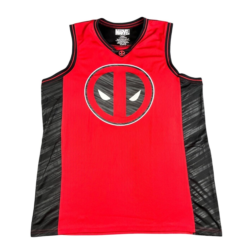 Marvel Deadpool Basketball Jersey Red Black 91 Graphic Tank Top Mens Large